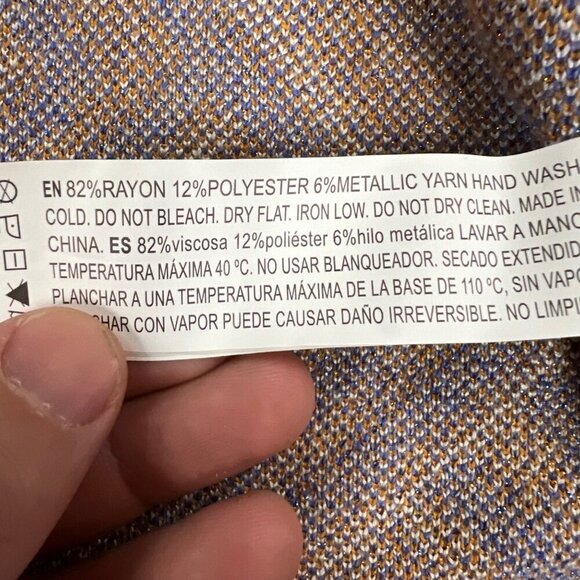 Forever 21 Women's Long Sleeve Open Front Cardigan Gold Shimmer/Multi Large - Picture 9 of 9